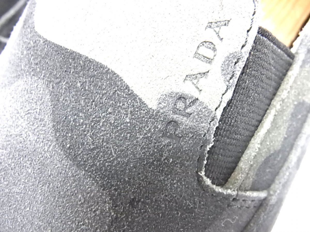  定価7万円 PRADA プラダ カモフラ柄 スリッポン シューズ ローカット スエードレザー 迷彩柄 メンズ 4 D 2837 靴 スリッポン 靴