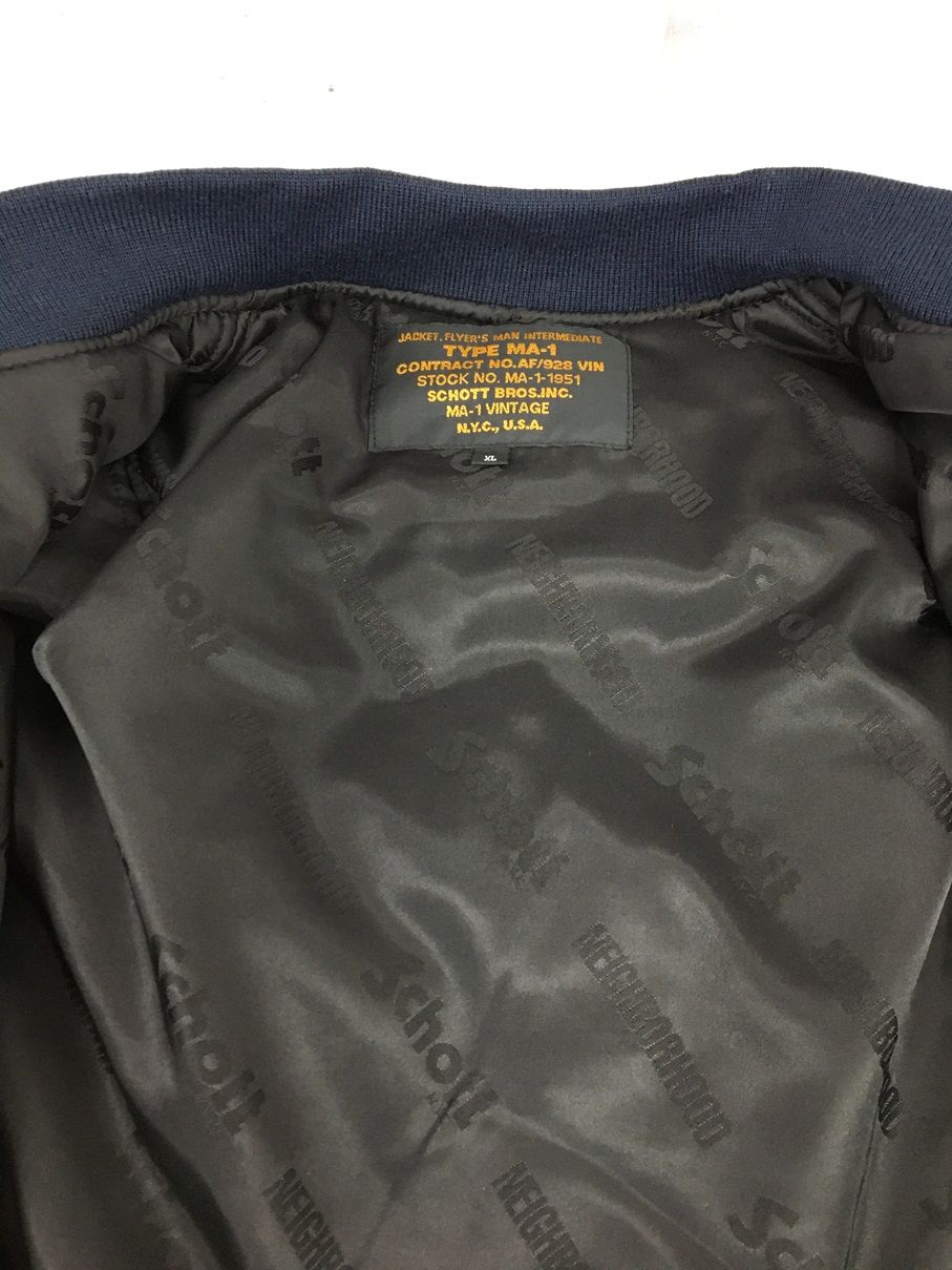 NEIGHBORHOOD NH X Schott . LEATHER COMBI MA-1 JACKET 