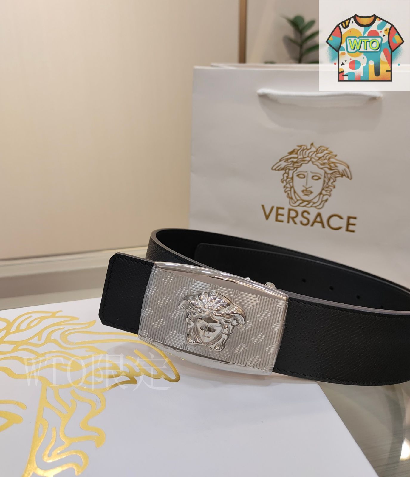 今日WTO】Versace ヴェルサーチ レザーベルト-1-KP34 - メルカリ
