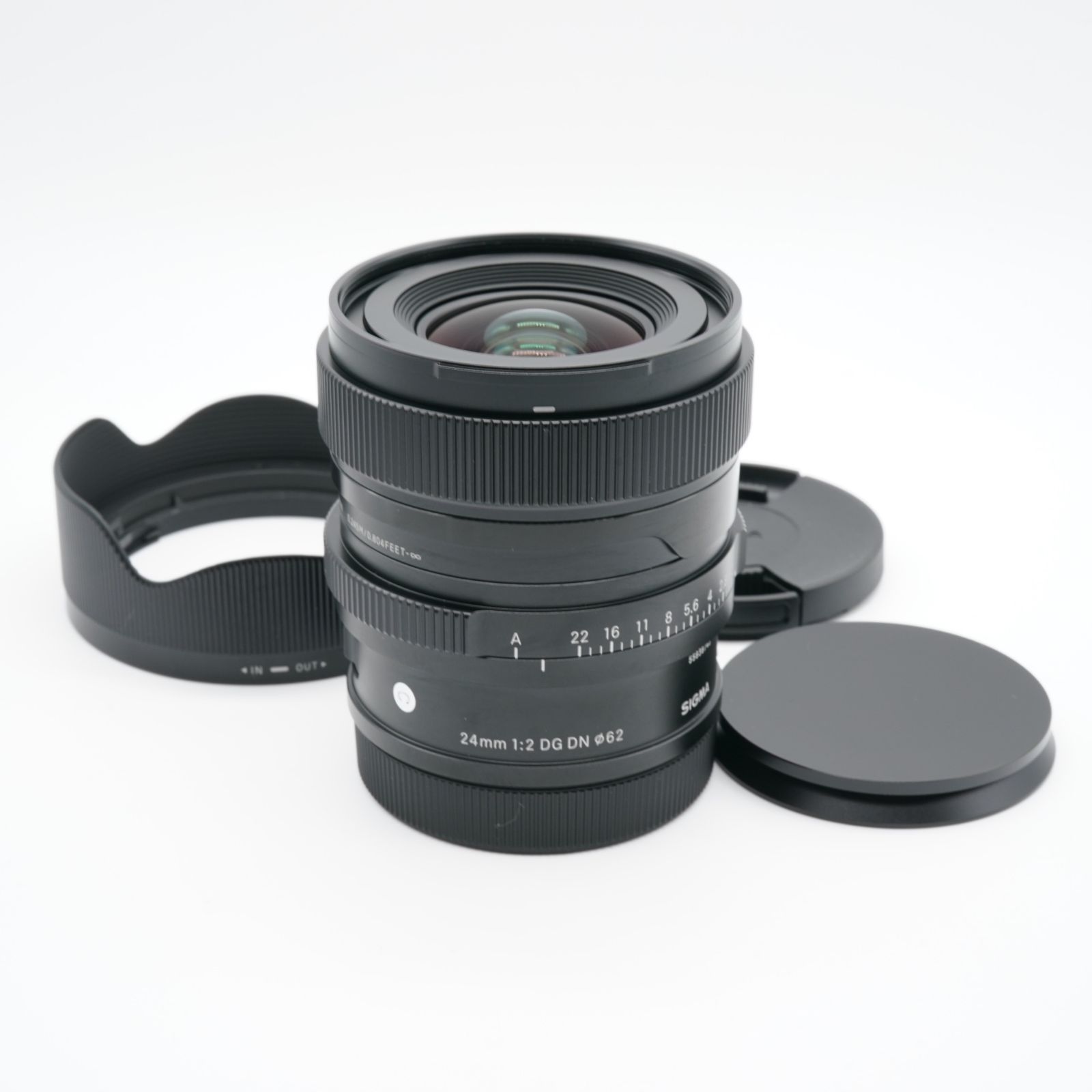 SIGMA シグマ 24mm F2 DG DN Contemporary Lマウント あると嬉しい純正フード メタルキャップ付