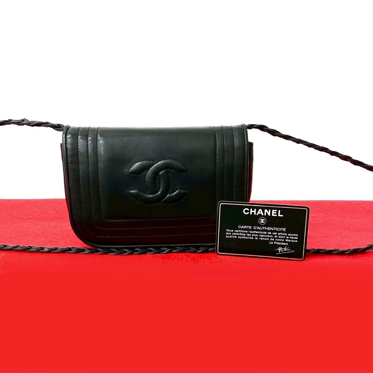 未使用品✨CHANEL シャネル 手袋 ココマーク ラムスキン 革 ヴィンテージ 極 美品 カード シール有 0番台 CHANEL シャネル ヴィンテージ