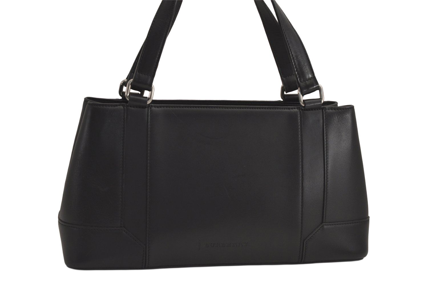 BURBERRY バーバリー ヴィンテージ レザー ショルダーハンドバッグ ブラック 6263M