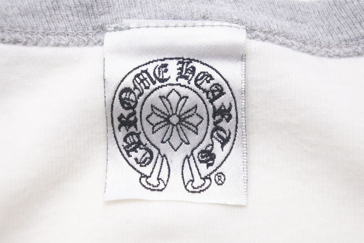 CHROME HEARTS クロムハーツ ラグラン ノースリーブ Tシャツ ホワイト グレー ロゴ トップス サイズL  50235