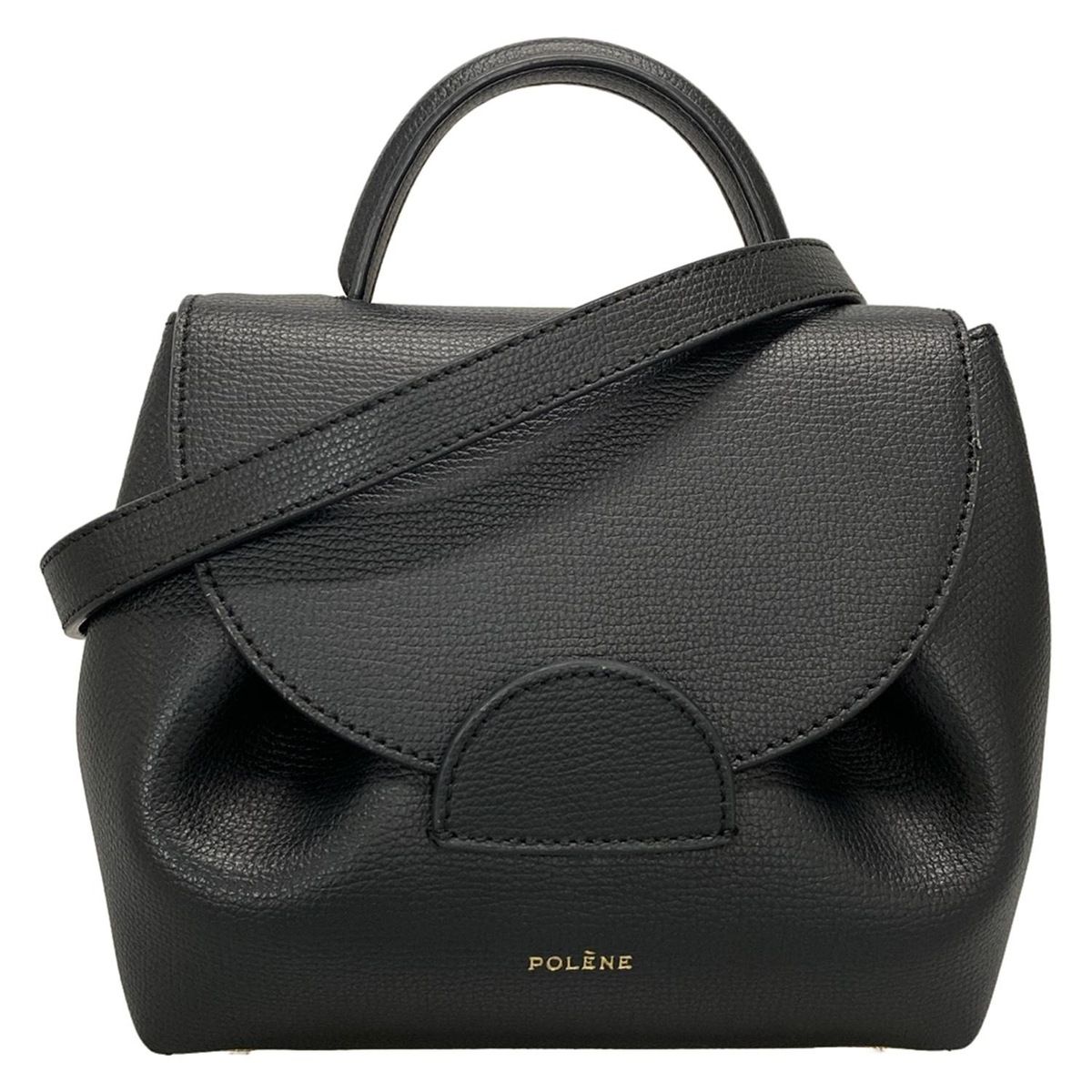 【極美品】 POLENE ポレーヌ ハンドバッグ ブラック 黒 POLENE(ポレーヌ) ハンドバッグ美品 ヌメロ アン ナノ 黒 レザー