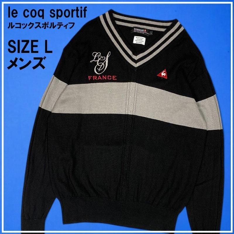 LECOQ GOLF ルコックゴルフ 長袖ニットセーター ブラック系 L