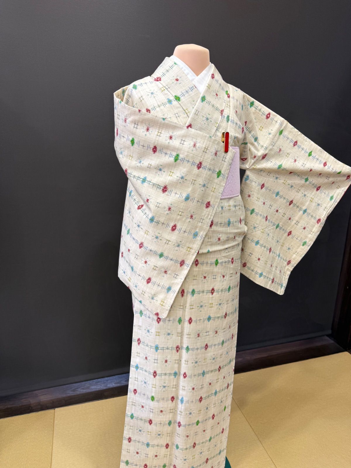 平和屋着物○上質な紬 格子 正絹 逸品 DAAU0943tw （平和屋着物○上質  