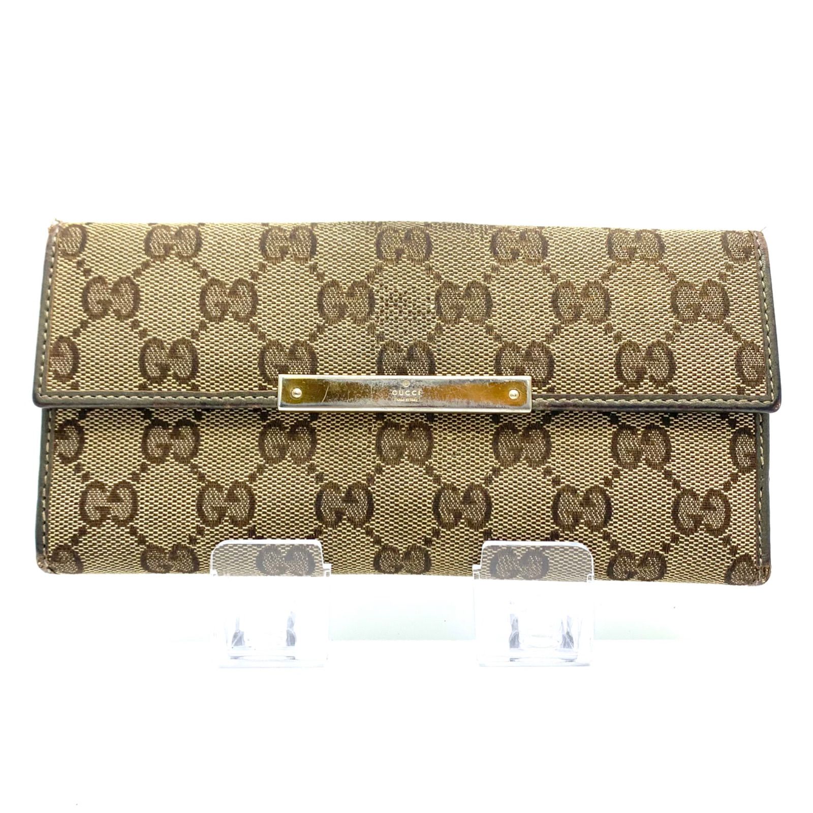 GUCCI GGキャンバス 二つ折り 長財布 Wホック ダブルホック