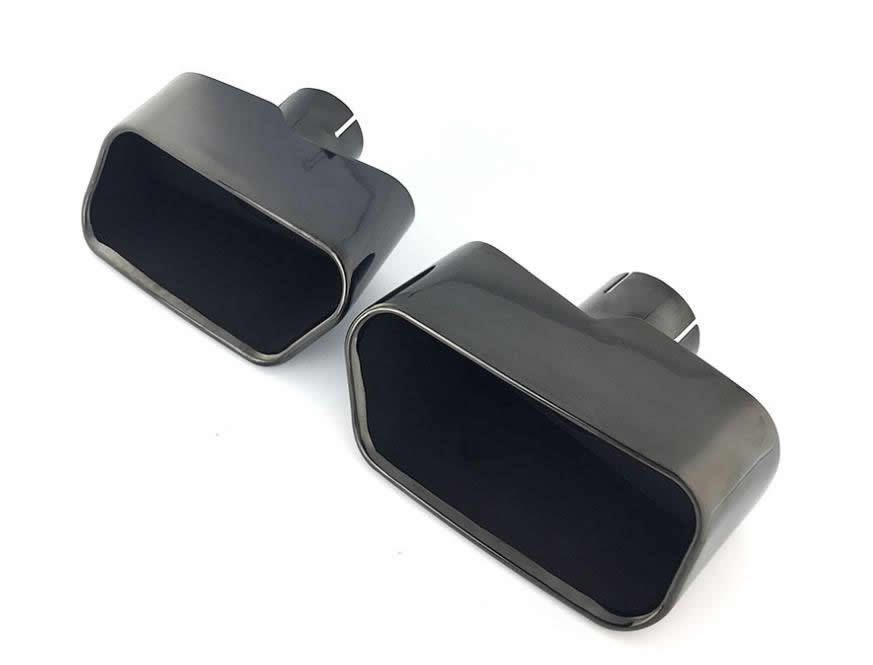 送料無料 BMW 5シリーズ F10 方口改装マフラーカッター チタン黒 左右セット