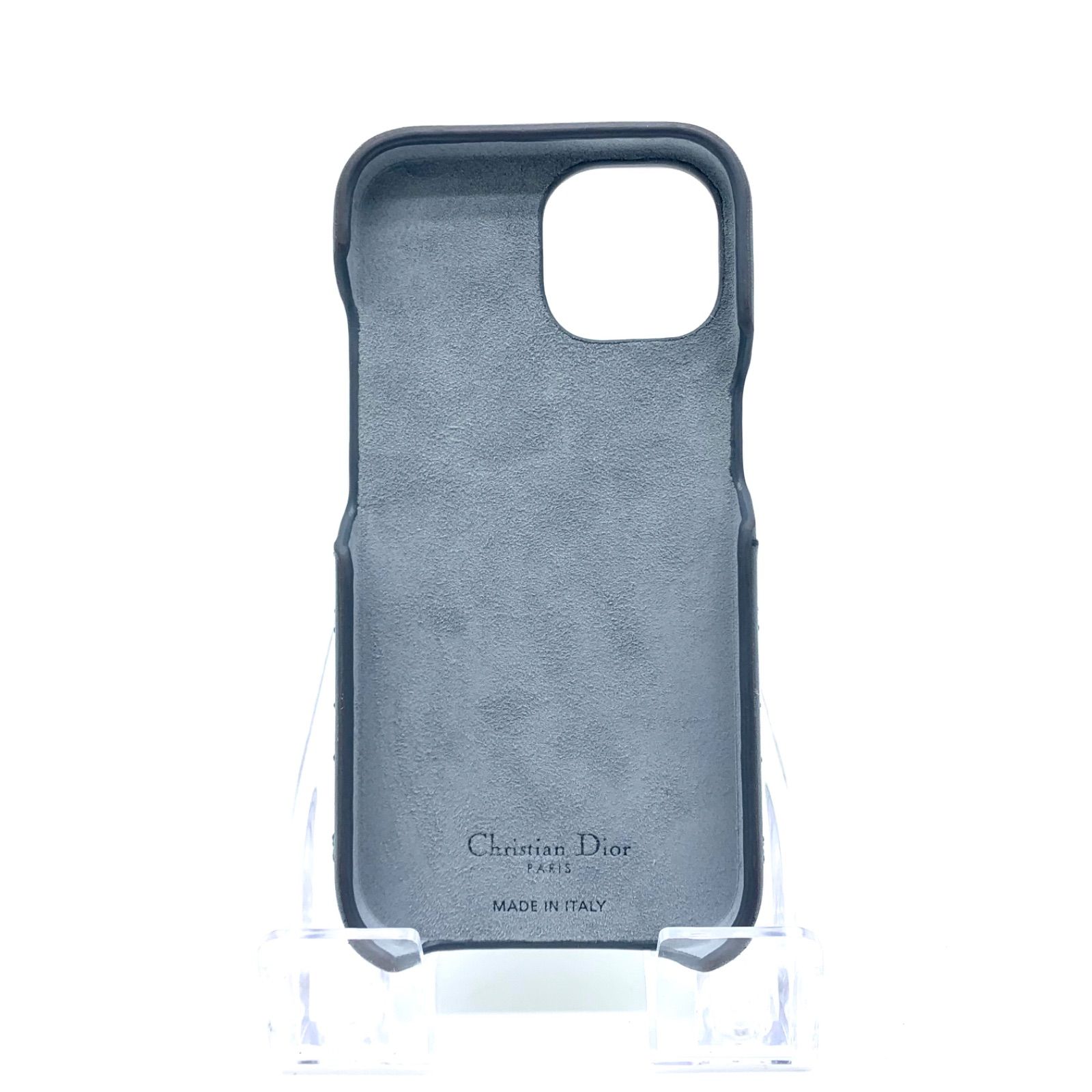 【美品】クリスチャンディオール iPhone14ケース シルバー カナージュ Christian Dior iPhone ケース レザー キルティング カナージュ