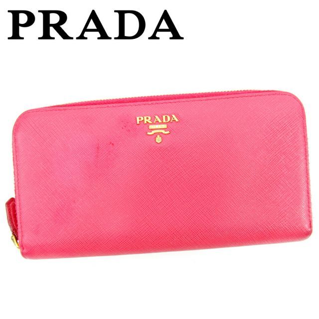 プラダ 長財布 ラウンドファスナー ピンク レザー PRADA 長