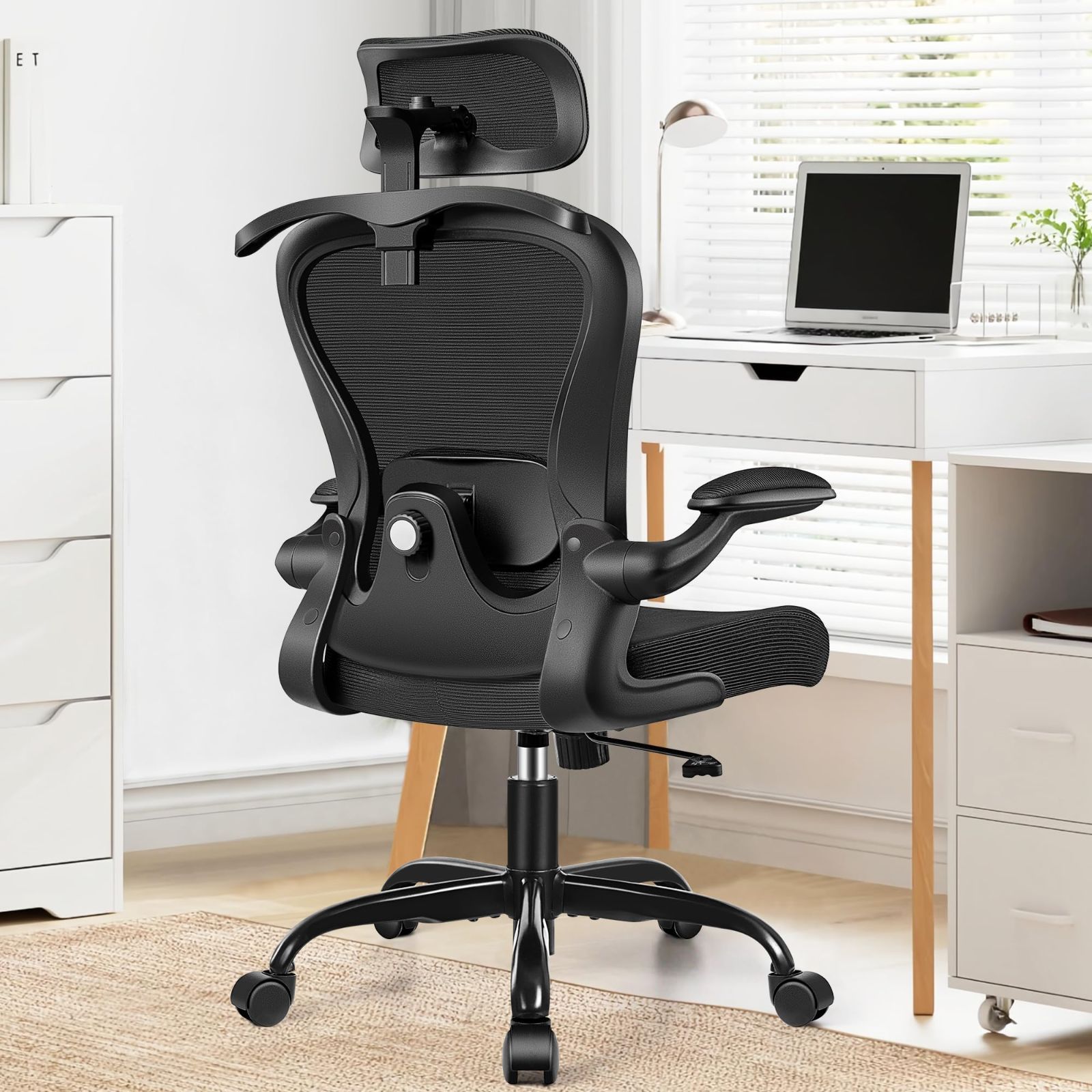 数量 360度回転 デスクチェア ランバーサポート メッシュ 可動肘 ヘッドレスト 在宅勤務 アームレスト キャスター付き パソコン 人間工学 勉強 ハンガー付き 通気性 オフィスチェア 疲れない おしゃれ テレワーク 椅子 黒 Primy MARWIL-DEMENAGEMENTS_CH