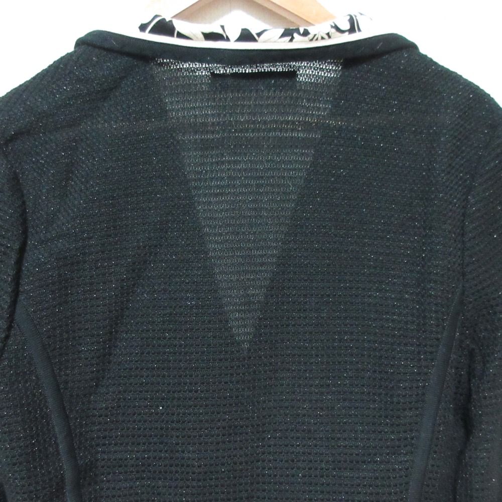 LEONARD - 良品 LEONARD レオナール フラワープリントトリム シルクブレンド ニットジャケット カーディガン サイズL ブラック レディース 古着 中古 USED 良品 LEONARD レオナール フラワープリントトリム シルク