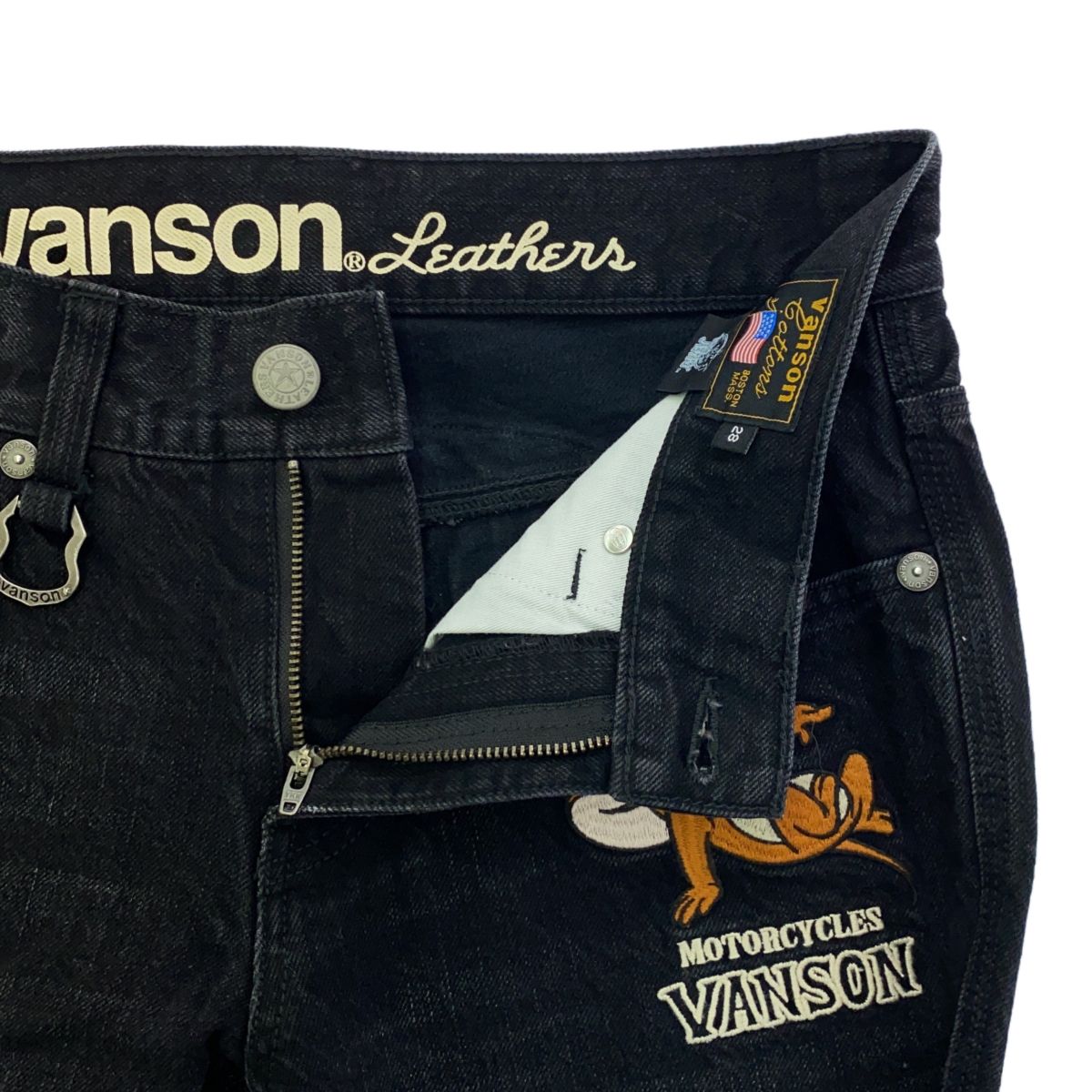 メンズ バンソン VANSONトムとジェリー刺繍＆ロゴ刺繍 デニムパンツ