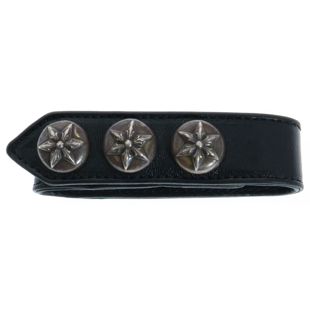 Chrome Hearts 3BTN 2SNP STAR ブラックレザーブレス