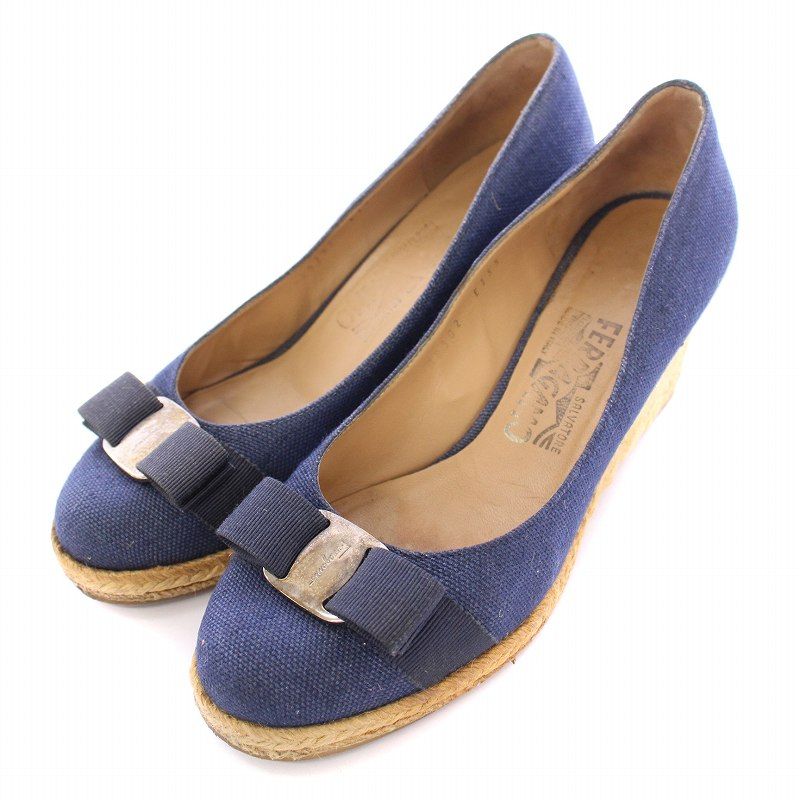 【新品】Salvatore Ferragamo リボンパンプス　ブラウン 6 Salvatore Ferragamo - ほぼ新品 サルヴァトーレ フェラガモ 6 1