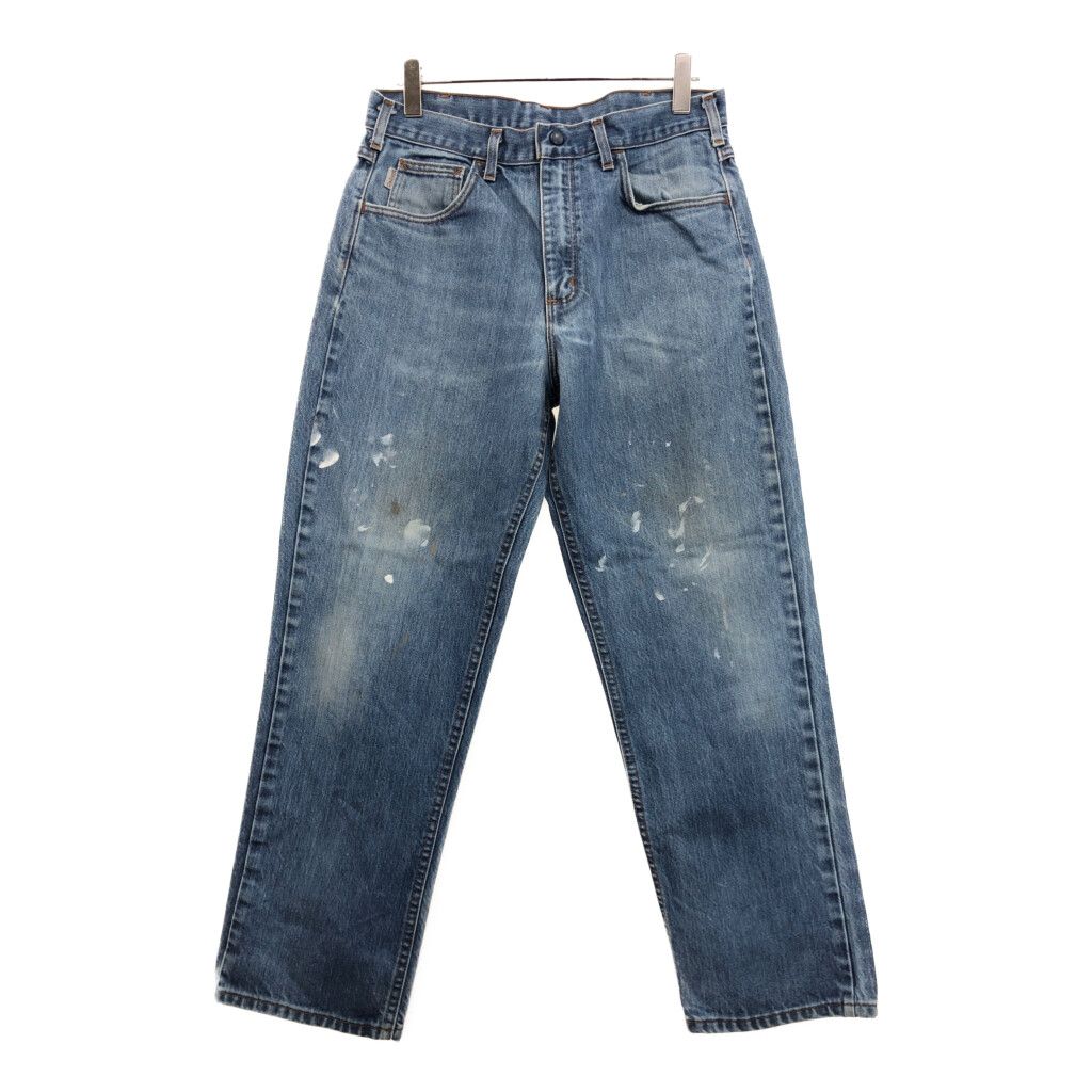 Carhartt カーハート デニムパンツ ペンキ ブルー(メンズ W33 L30相当)中古 古着 U7702