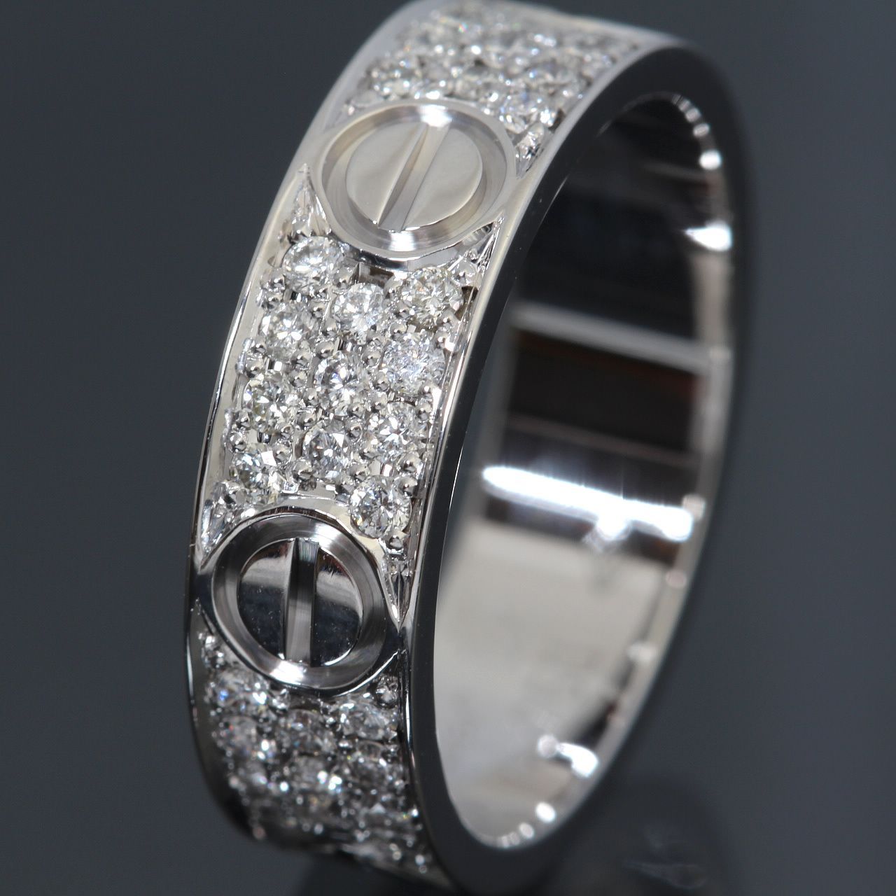 美品 カルティエ Cartier ラブリング 750 WG パヴェ アフター