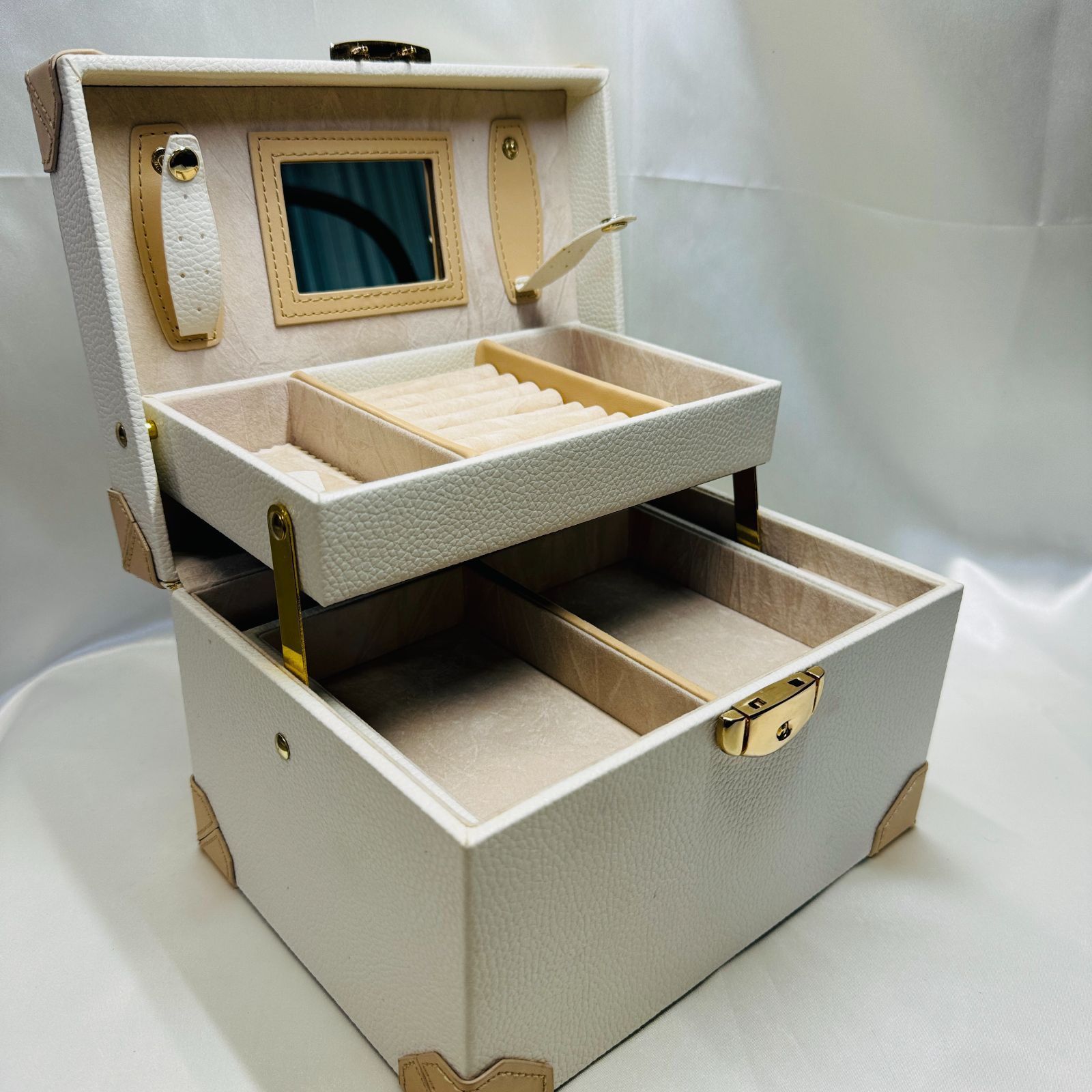 S【ヴィンテージ】お値下げ ジュエリーボックス アクセサリーケース 保管ケース 収納 レトロ オシャレ トラベルボックス インテリア