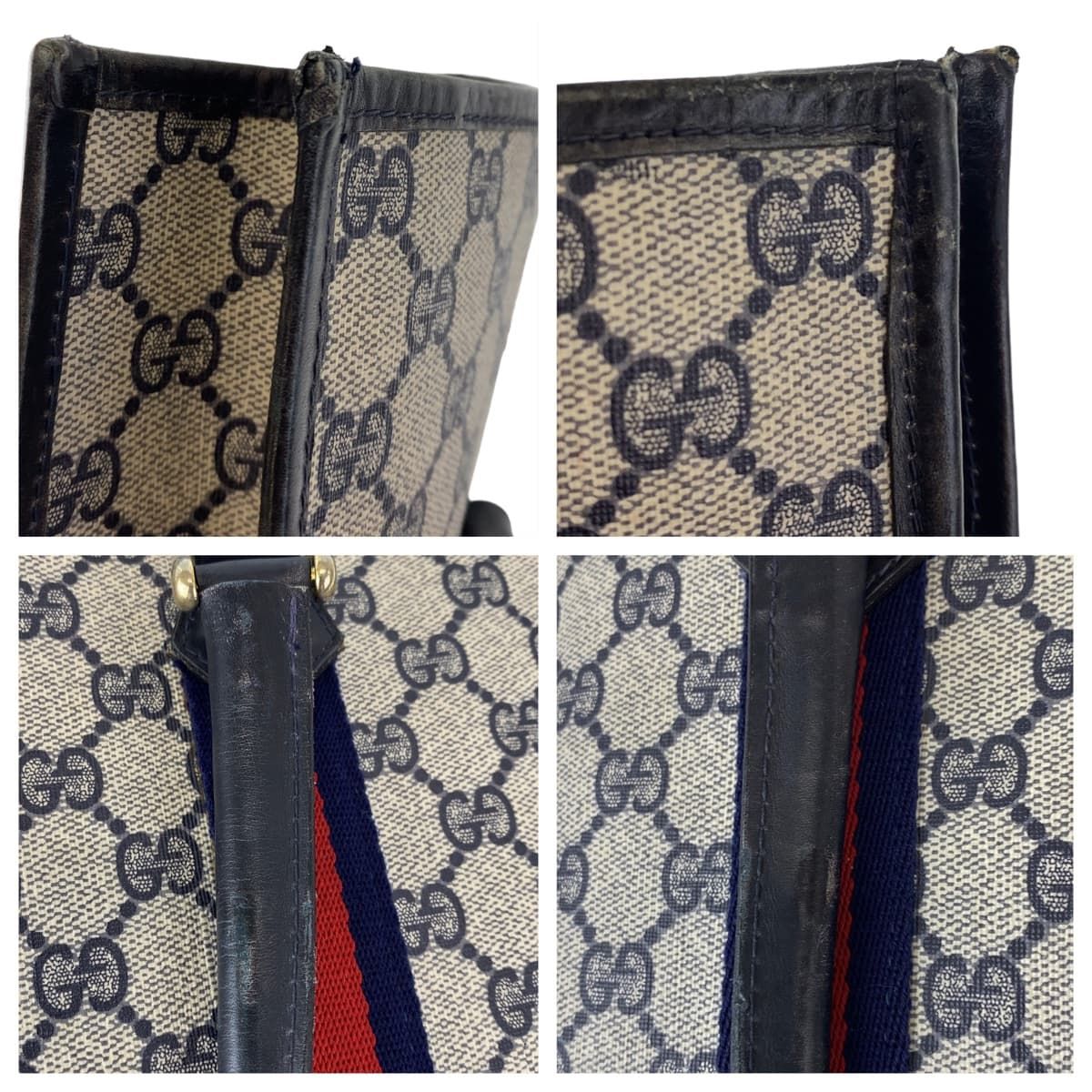 GUCCI グッチ ヴィンテージ オールドグッチ シェリーライン グレー