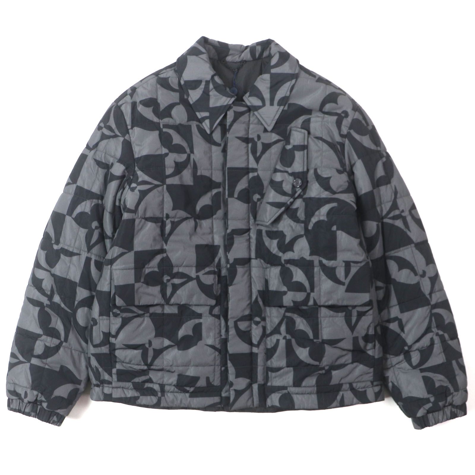 LOUIS VUITTON ルイヴィトン 22SS HMB09E Monogram Flowers Quilted Blouson モノグラムフラワー キルティング ダブルジップアップ ジャケット グレー ブラック 50 イタリア製