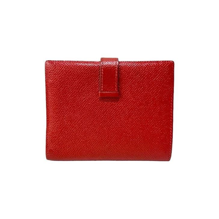 エルメスベアンコンパクト赤エプソン折り財布□J刻印