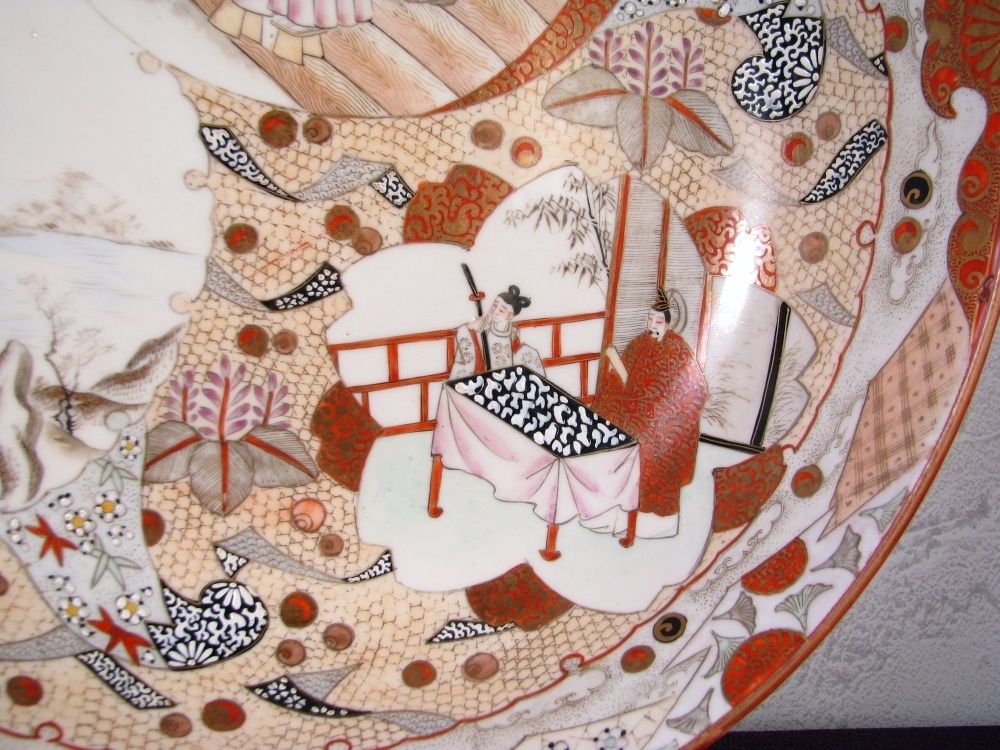 赤絵金彩細密画大鉢 幅