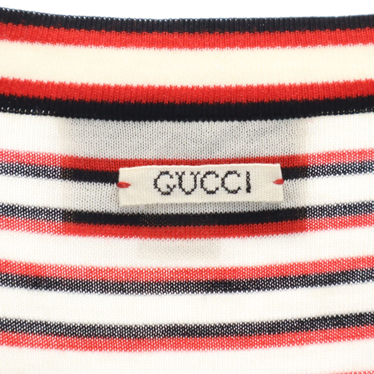 GUCCI グッチ イタリア製 ボーダー柄 長袖 Vネック カーディガン L