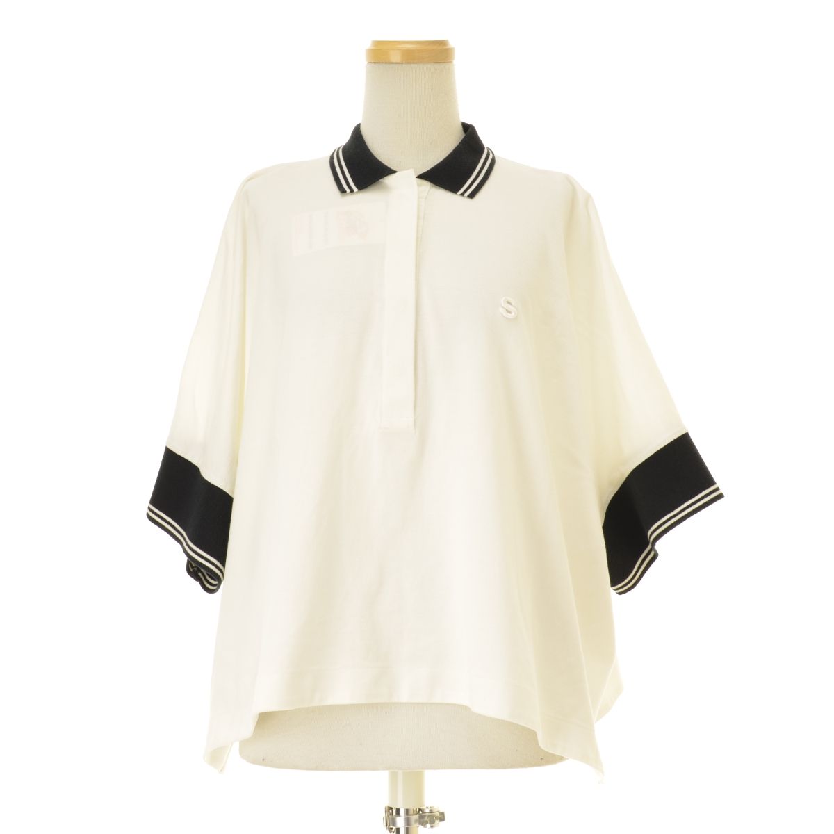sacai 21SS 21-05482 COTTON JERSEY POLO SHIRT七分袖ポロシャツ