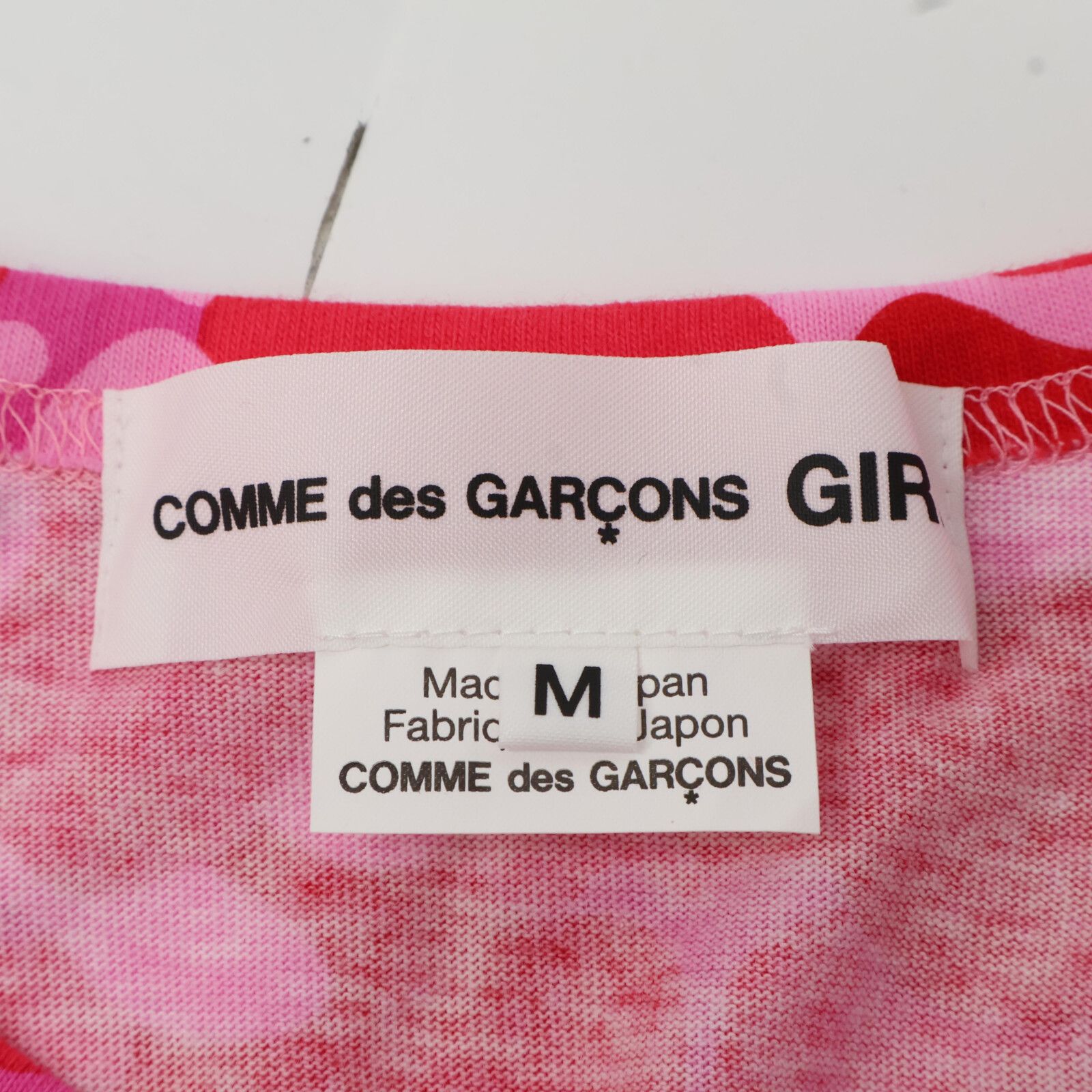  COMMEdesGARCONS GIRL コムデギャルソンガール NG-T 002 AD 2020 20年 レッド×ピンク ボーダー×総柄 長袖 Tシャツ M アンサンブル トップス