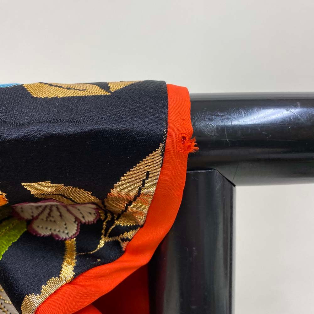 色打掛 正絹 鶴 刺繍 金 黒 打掛 Lサイズ 裄67 花嫁衣裳 婚礼  