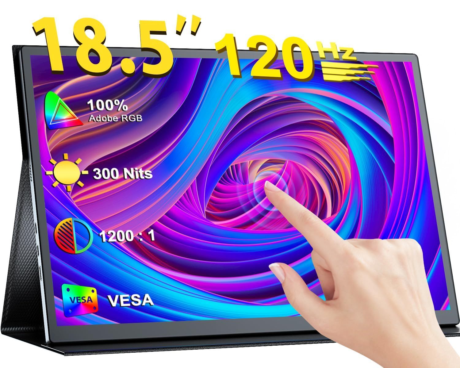 新着商品 薄型 IPS液晶パネル ポータブルモニター 軽量 スイッチ用 VESA対応 sRGB広色域 ゲームモニター 自立型スタンド ゲームモニター USB 1920×1080 10点マルチタッチ Type-C 120Hzモバイルディスプレイ ミニH