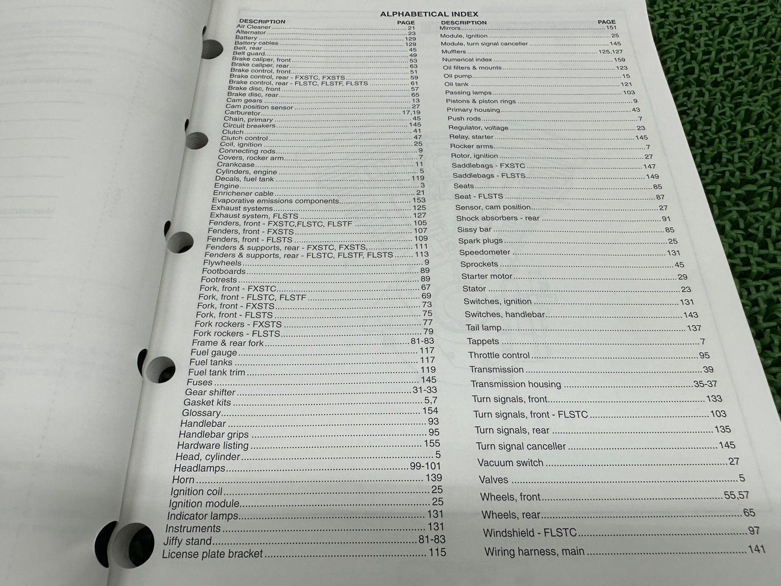 ソフテイル パーツリスト 英語版 ハーレー 正規 バイク 整備書 1998年ソフテイルモデル パーツカタログ cL