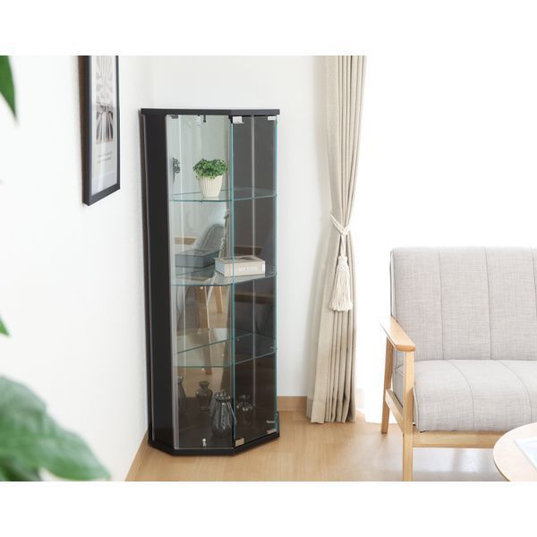 ガラスコレクションケース コーナー BK ブラック 組立品 代引不可