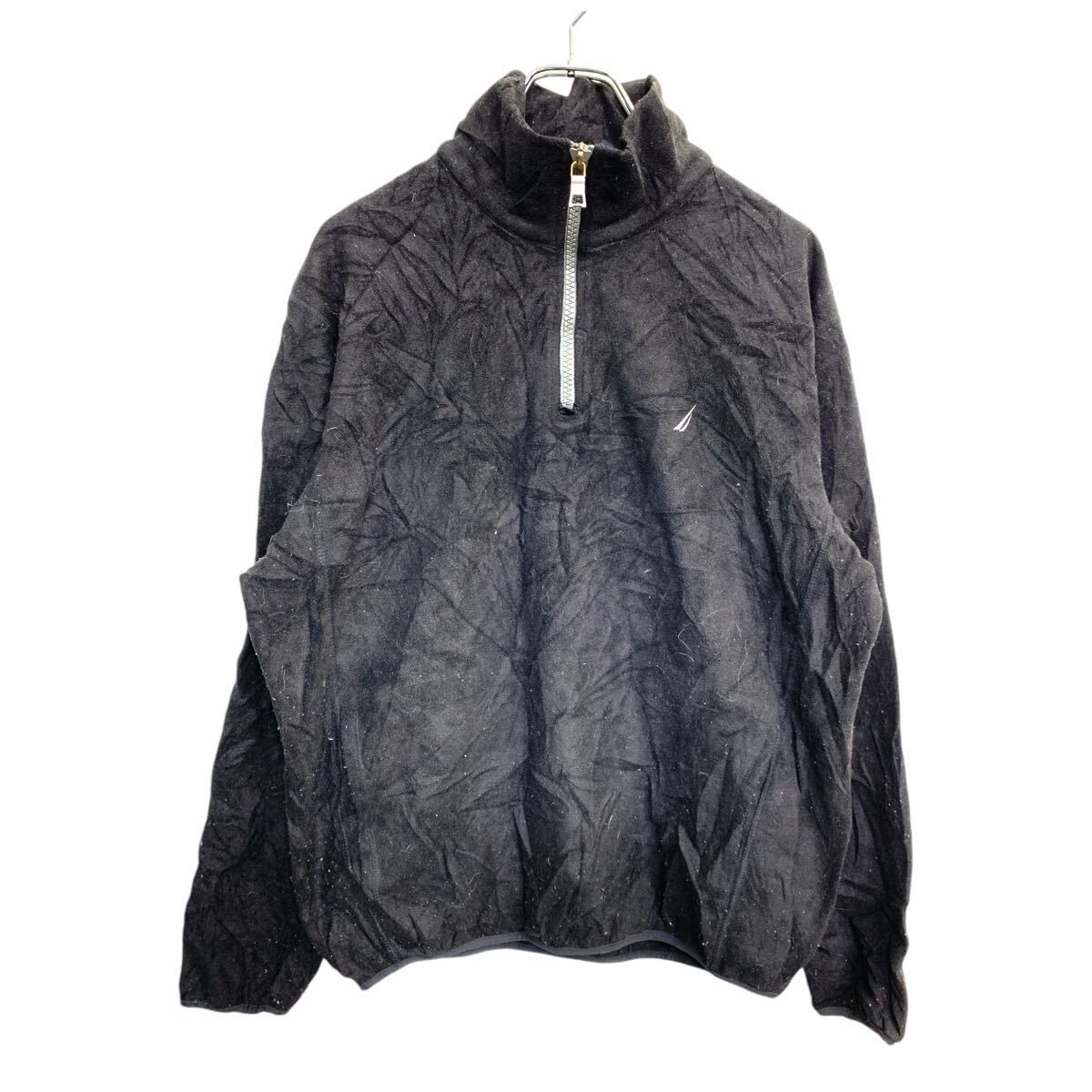 NAUTICA ハーフジップ フリースジャケット Mサイズ ノーティカ ブラック 古着卸 アメリカ仕入 t2411-3265