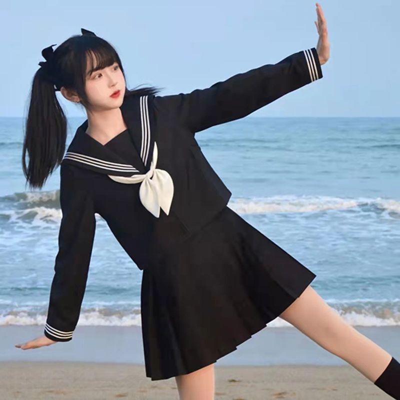 セーラー服 本格制服 コスプレ JK 女子高生 コスプレ 制服 長袖 セーラー服 スカート 蝶結び 3点セット JKコスプレ スカート スクールスカート  プリーツスカート 學院風 中学生 かわいい 学園祭 文化祭 仮装 yunrui10 - メルカリ