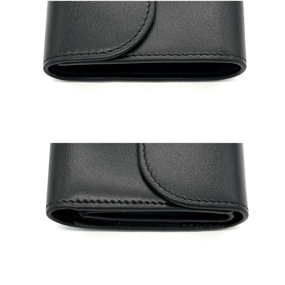 未使用級◇CELINE 三つ折り財布 トリオンフ ブラック ゴールドロゴ 三