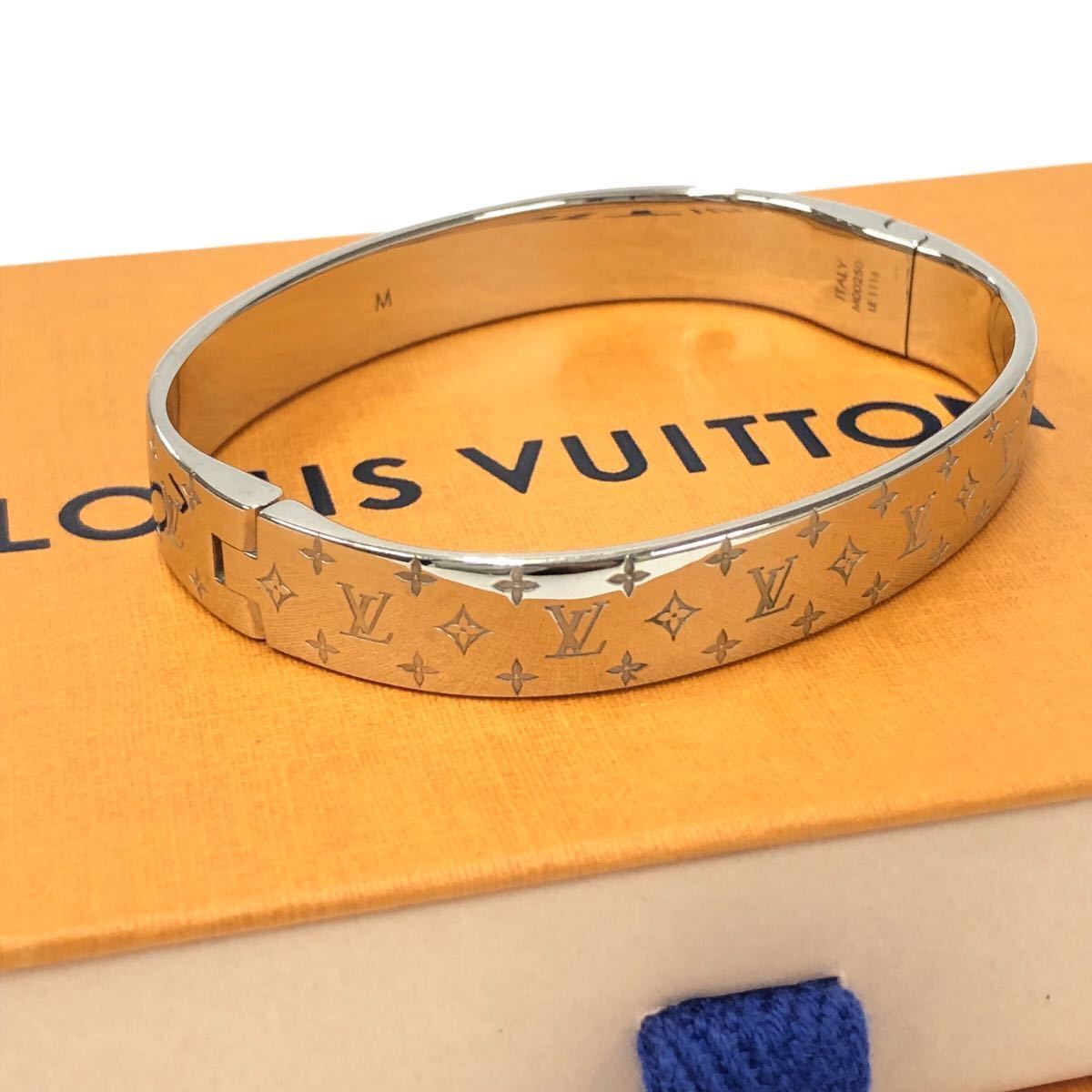 美品 LOUIS VUITTON ルイヴィトン カフ ナノグラム ブレスレット 