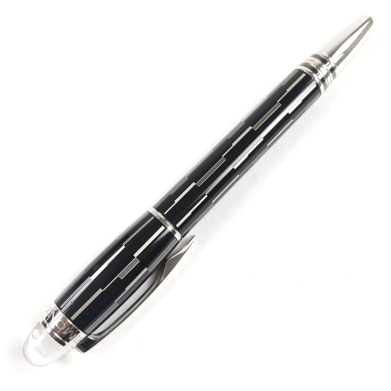 MONTBLANC モンブラン スターウォーカー ブラックミステリー メタル ロゴ刻印 ホワイトスター キャップ式 ボールペン ブラック シルバー ドイツ製