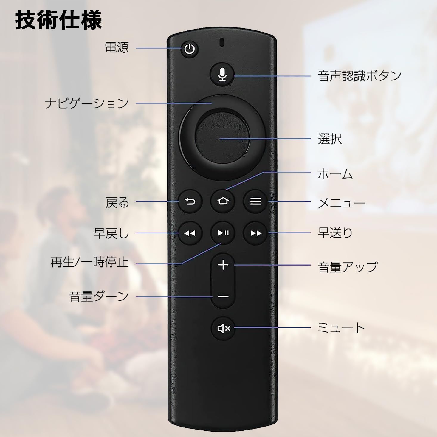 TVリモコン L5B83H 交換用 テレビ リモコン 音声認識リモコン ファイヤースティックtv用 Fire TV Stick Gen 2、Fire  TV Cube Gen 1、FireTVStick4K等の機種に対応 - メルカリ