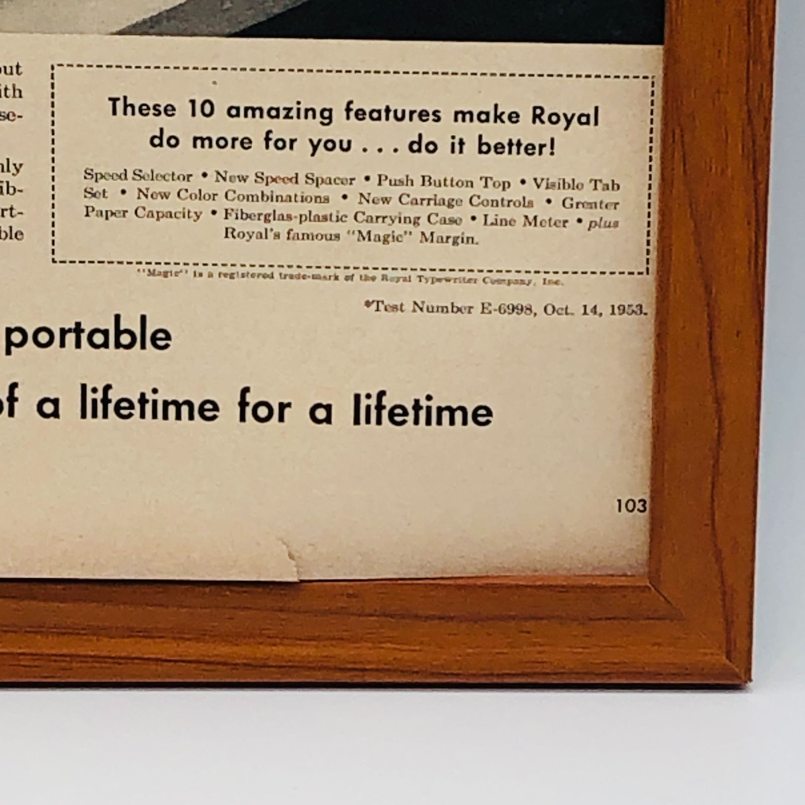 ビンテージ 広告 ポスター フレーム付 当時物 『 ロイヤル タイプライター (Royal) 』 1950's オリジナル アメリカ 輸入雑貨 ヴィンテージ  雑誌 アドバタイジング レトロ ( AZ1661 ) - メルカリ