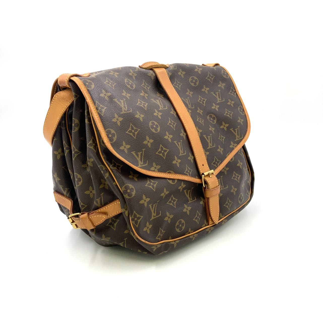 LOUIS VUITTON ソミュール35 モノグラム モノグラム レザー×PVC ブラウン ショルダーバッグ ゴールド M42254 - メルカリ