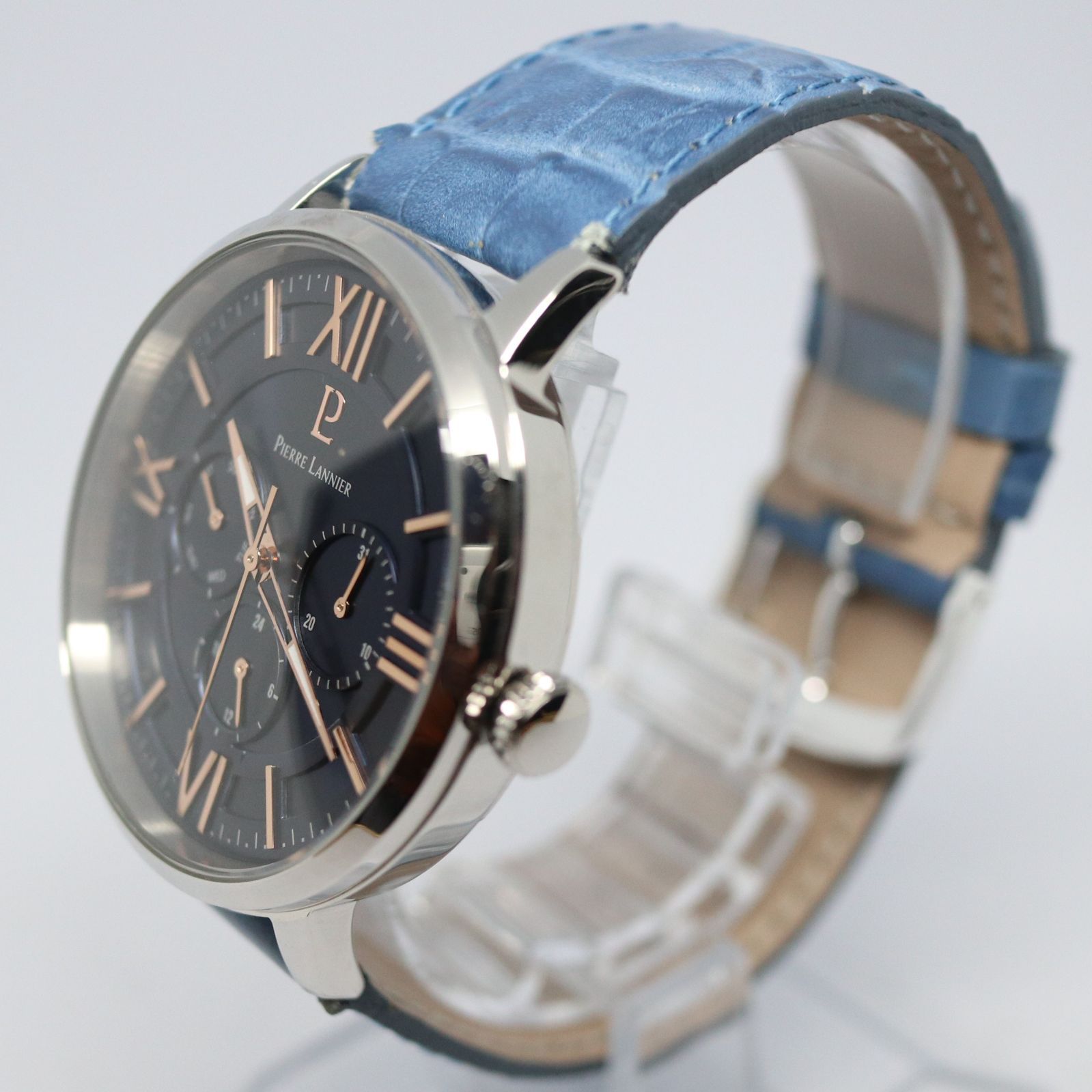 稼働品】PIERRE LANNIER ピエールラニエ メンズ 腕時計 ブルー
