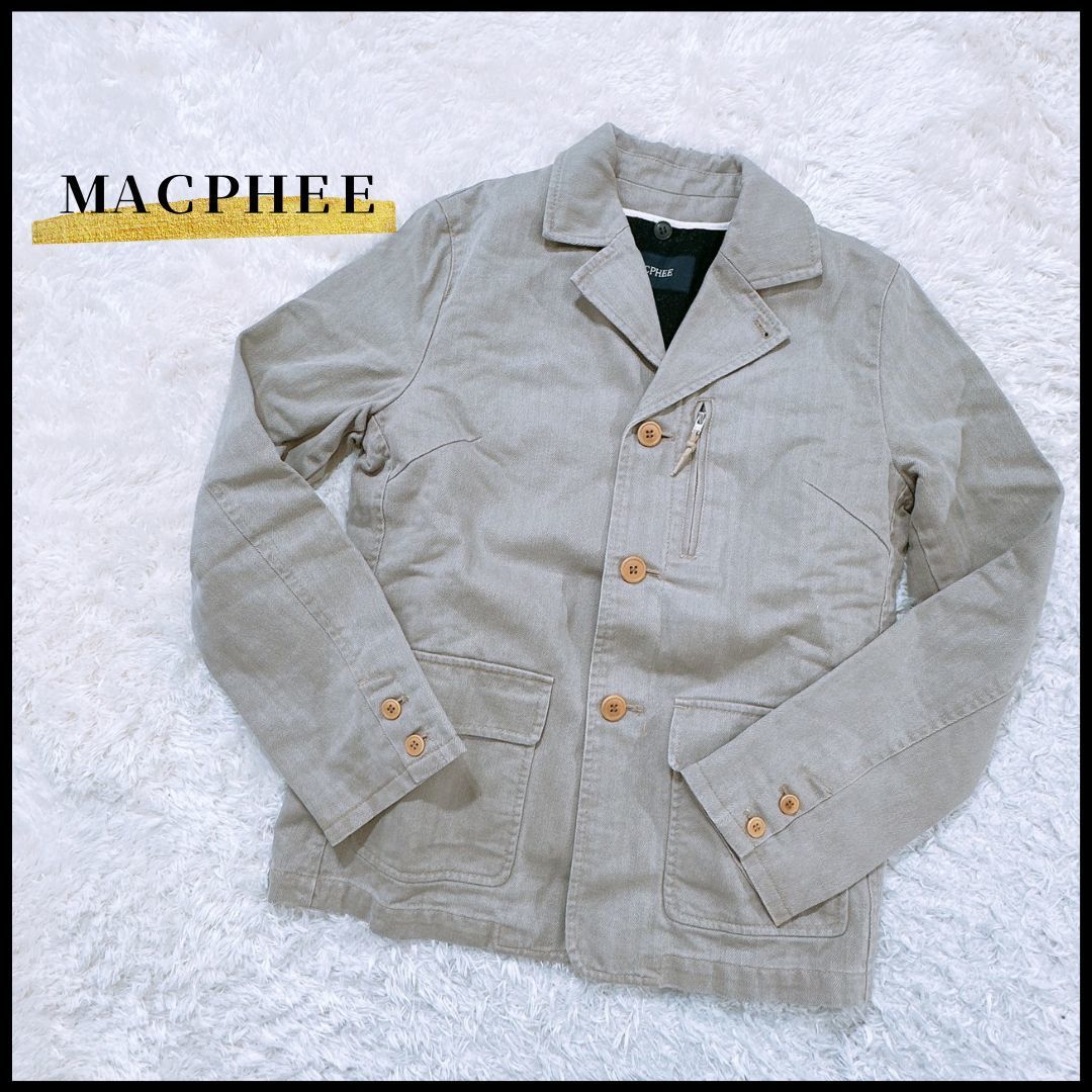 メンズ MACPHEE ジャケット グレー 長袖 ポケット 中綿 ボタン式 襟