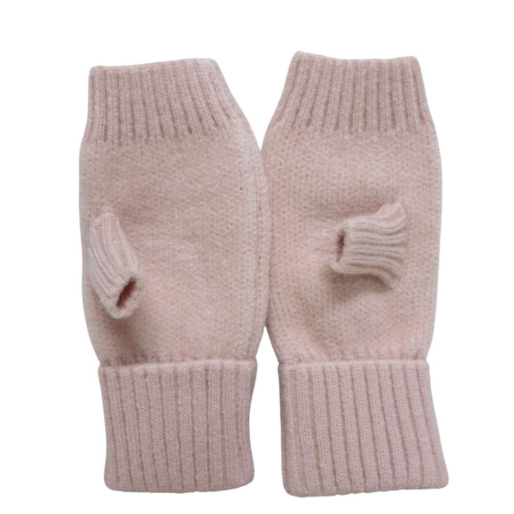 FENDI フェンディ ズッカ柄 パイルニット フィンガーレス グローブ 手袋 ピンク レディース 古着