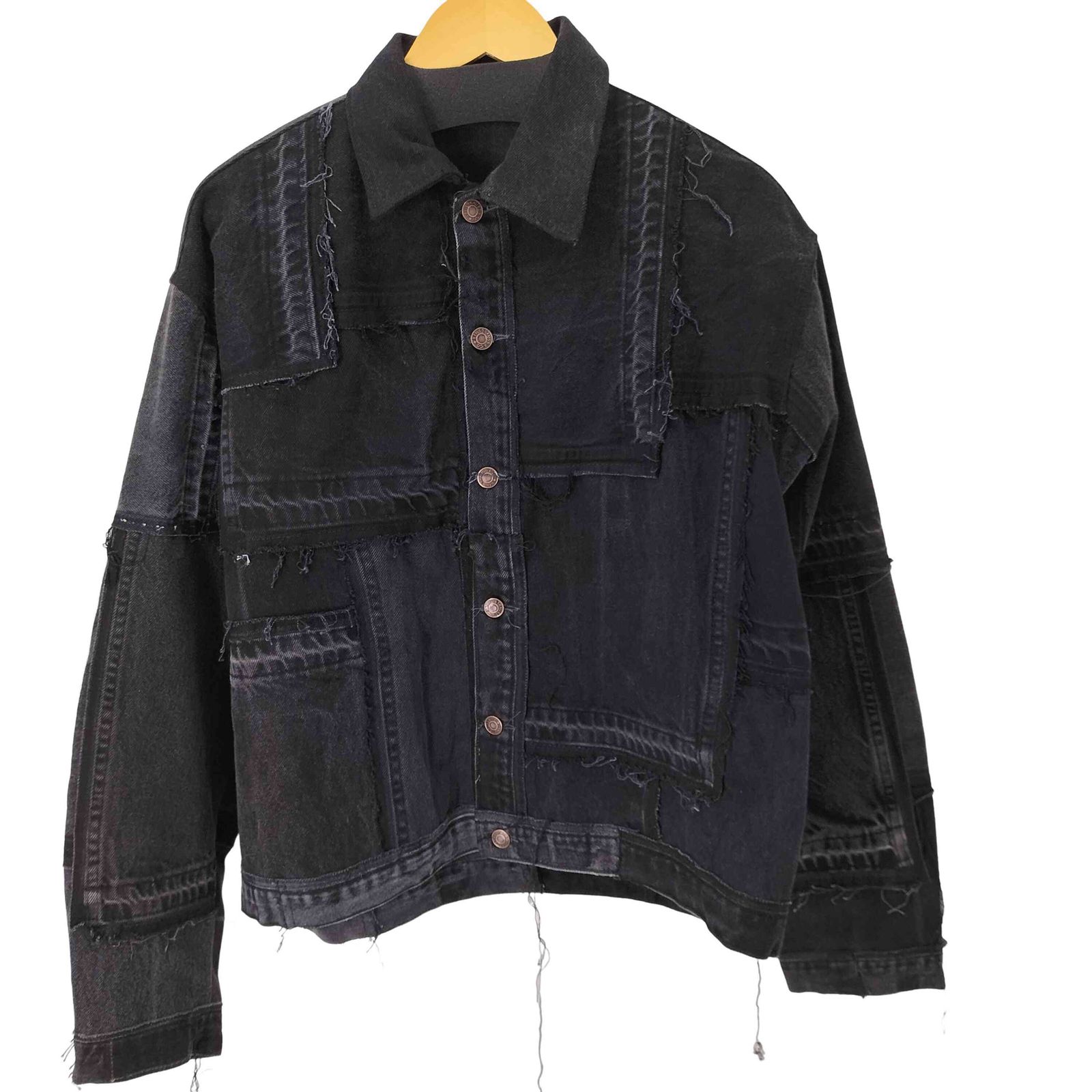 リーバイス Levis パッチワークリメイクブラックデニムジャケット メンズ 表記無 