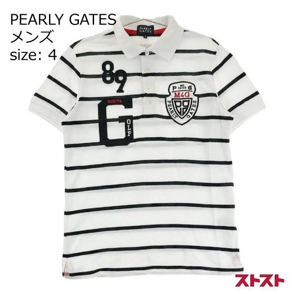 PEARLY GATES パーリーゲイツ 半袖ポロシャツ ワッペン×ボーダー柄 