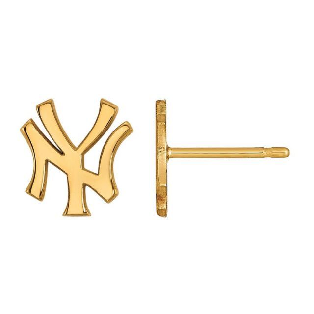 【送料無料】 ロゴアート レディース ピアス・イヤリング アクセサリー LogoArt Sterling Silver New York Yankees Stud Earrings 14k Gold Plated