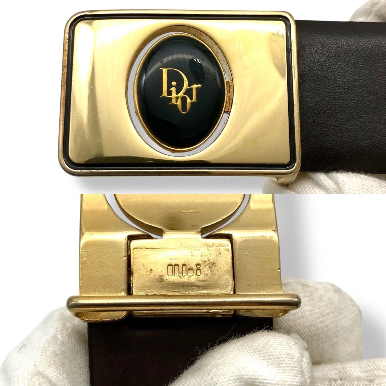 クリスチャンディオール ベルト レザー ブラック ゴールド 美品