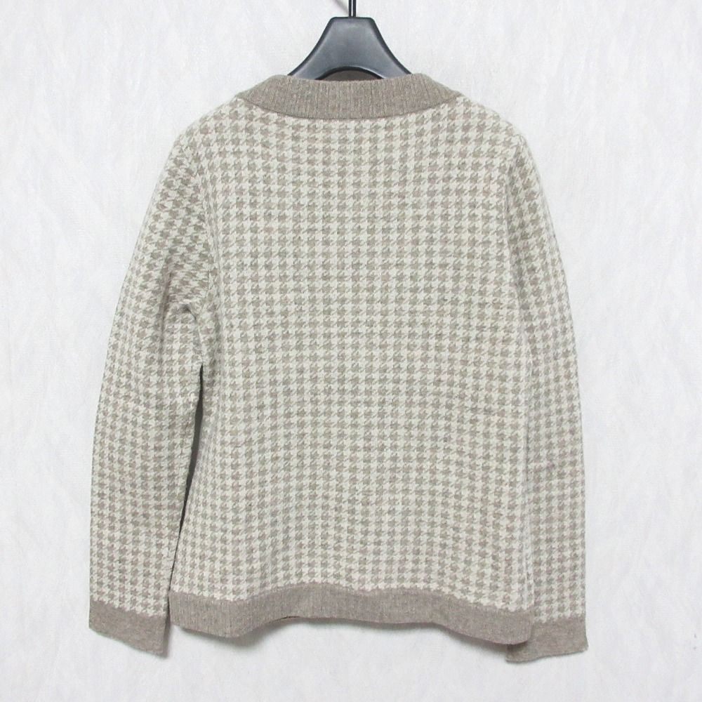 美品 OLD ENGLAND オールドイングランド カシミヤブレンド 千鳥格子柄 Vネック プルオーバー ニット セーター 36 ベージュ レディース 古着 中古 美品 OLD ENGLAND オールドイングランド カシミヤブレンド 千鳥