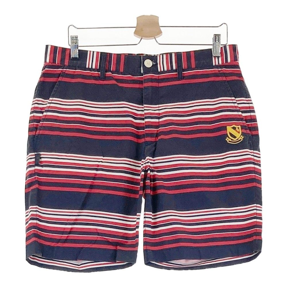 パーリーゲイツ ハーフパンツ ネイビー×白 ギザギザ細ボーダー